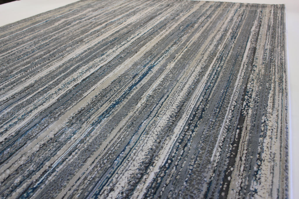 Shinny Shimmery Changing Lines Azure Blue Ultra Soft Cozy Area Rug/Carpet