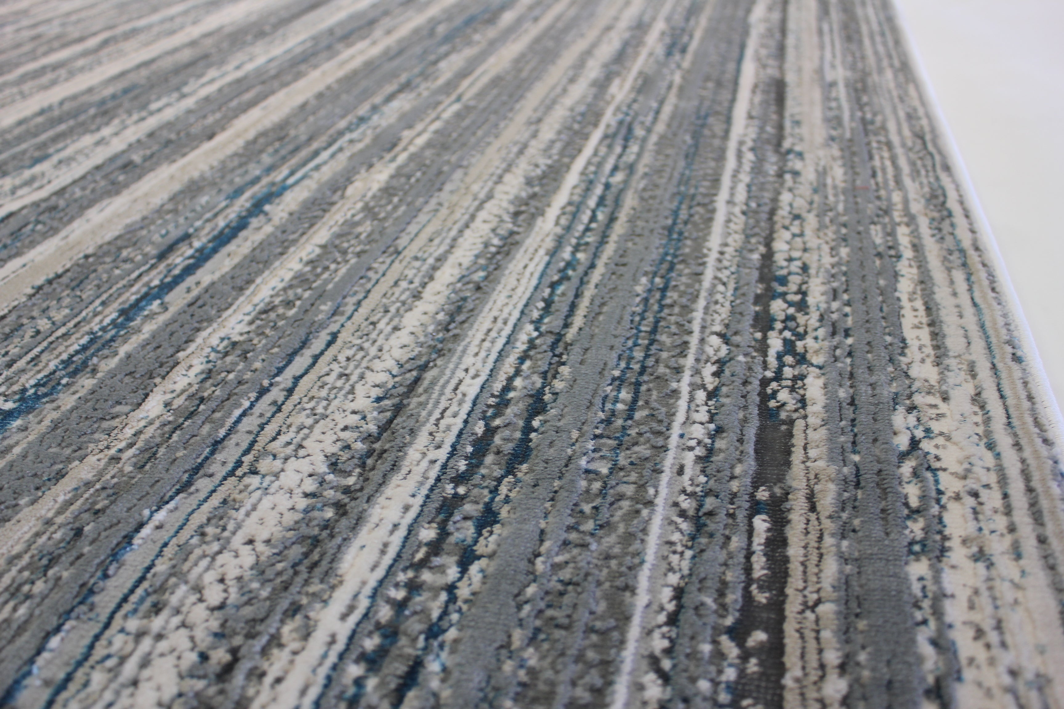 Shinny Shimmery Changing Lines Azure Blue Ultra Soft Cozy Area Rug/Carpet
