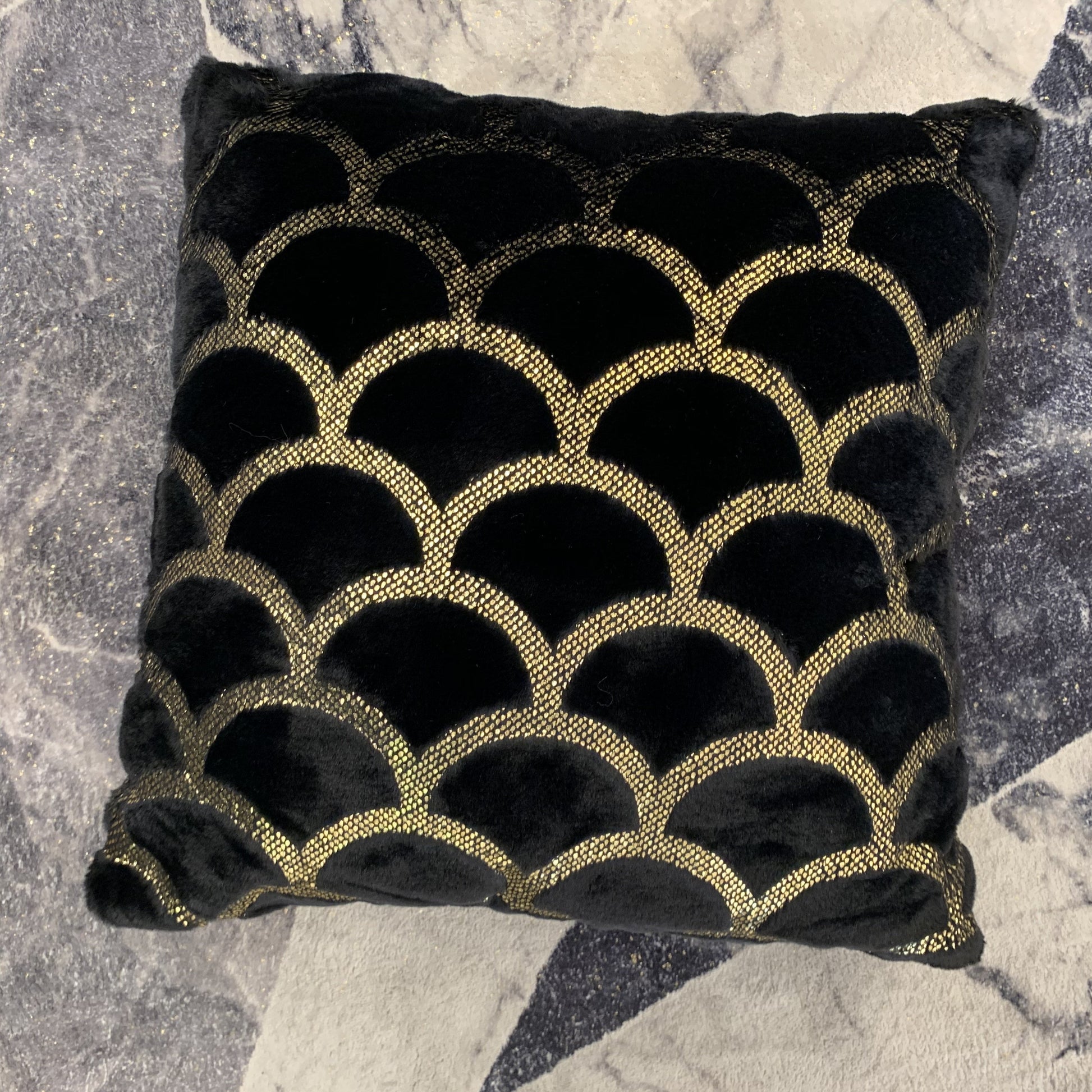 Golden Mermaid Faux Fur Glow Fluffy Extra Soft Shimmery Foil Illuminating Effect Throw Pillow/Positioner -Metallica Pillow Collection