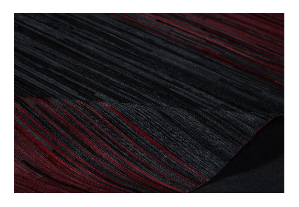 Red and Black Cowhide Rug – Geometric Pattern with Ombre Effect - Patchwork PCH211 Red