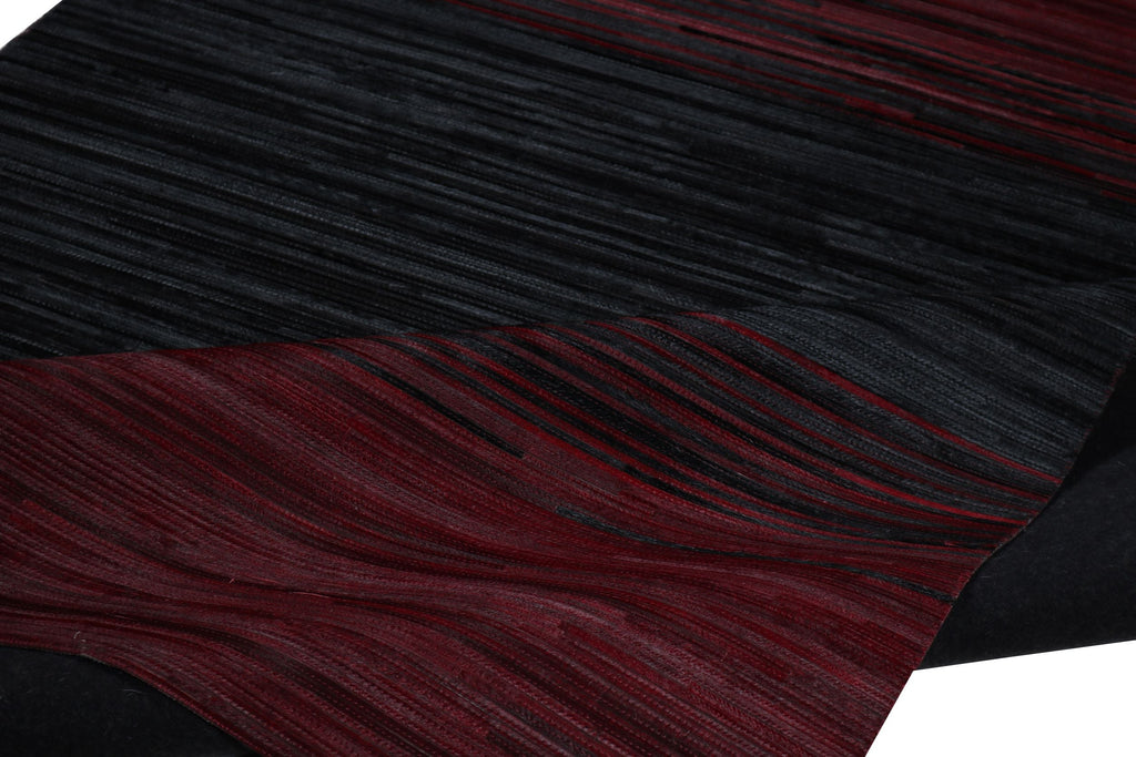Red and Black Cowhide Rug – Geometric Pattern with Ombre Effect - Patchwork PCH211 Red