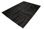 Geometric Earth-Tone Cowhide Rug – Black Base with Brown, Ivory & Grey Patchwork - Patchwork PCH212 Black