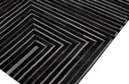 Geometric Earth-Tone Cowhide Rug – Black Base with Brown, Ivory & Grey Patchwork - Patchwork PCH212 Black