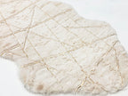 White Faux Fur Runner With Metallic Golden Design