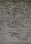 Charcoal Gray Faux Fur Rug With Metallic Silver Lines Rug/Carpet