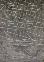 Charcoal Gray Faux Fur Rug With Metallic Silver Lines Rug/Carpet