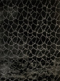 Black Marble Design Faux Fur Metallic Silver Shimmery Rug / Carpet