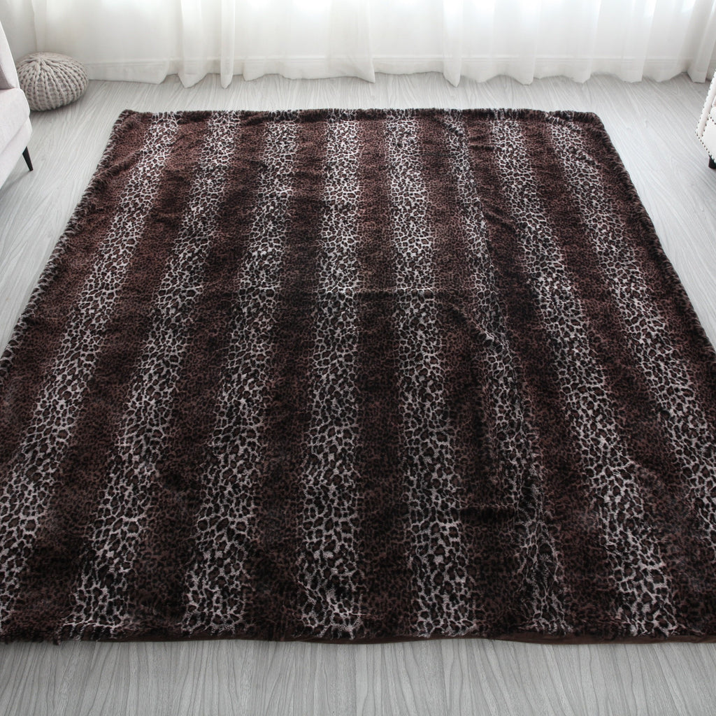 Leopard Cheetah Jaguar Feline Animal Print Soft Cozy Fuzzy Faux Fur Rug/ Carpet