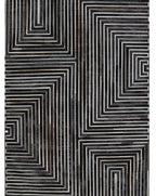 Geometric Earth-Tone Cowhide Rug – Black Base with Brown, Ivory & Grey Patchwork - Patchwork PCH212 Black