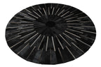 Geometric Round Cowhide Patchwork Rug – Black with Charcoal Stripes - Patchwork PCH216 Round