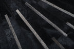 Geometric Round Cowhide Patchwork Rug – Black with Charcoal Stripes - Patchwork PCH216 Round