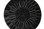 Geometric Round Cowhide Patchwork Rug – Black with Charcoal Stripes - Patchwork PCH216 Round