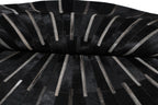 Geometric Round Cowhide Patchwork Rug – Black with Charcoal Stripes - Patchwork PCH216 Round