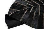 Geometric Round Cowhide Patchwork Rug – Black with Charcoal Stripes - Patchwork PCH216 Round