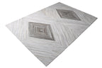Geometric Diamond Cowhide Patchwork Rug – Ivory, Charcoal Grey, White & Brown Accents - Patchwork PCH221