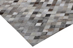 Geometric Cowhide Patchwork Rug – Brown & Cream Diamond Pattern - Patchwork PCH224