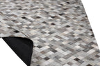 Geometric Cowhide Patchwork Rug – Brown & Cream Diamond Pattern - Patchwork PCH224