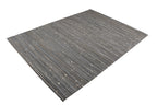 Cream & Black Geometric Cowhide Rug – Striped Patchwork with Gold Accents - Patchwork PCH222
