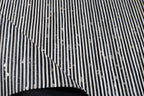 Cream & Black Geometric Cowhide Rug – Striped Patchwork with Gold Accents - Patchwork PCH222