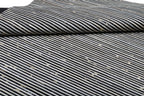 Cream & Black Geometric Cowhide Rug – Striped Patchwork with Gold Accents - Patchwork PCH222