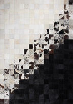 Handmade Black/White Checkers  Patchwork Cowhide Area Rug PCH208