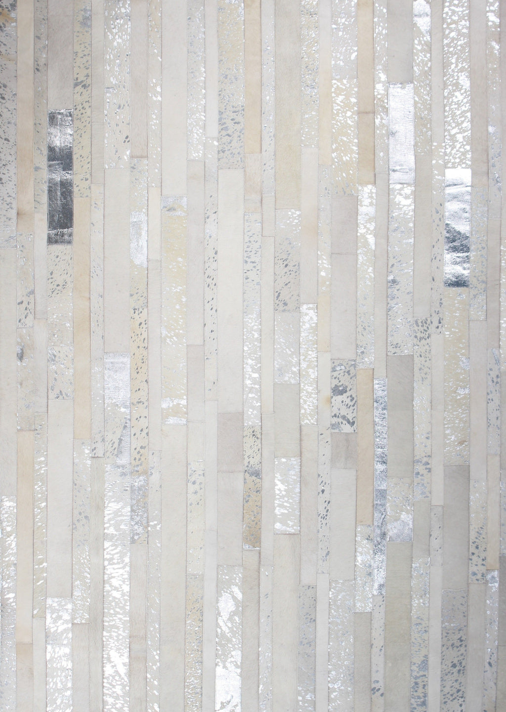 Handmade White Metallic Patchwork Cowhide Area Rug PCH200