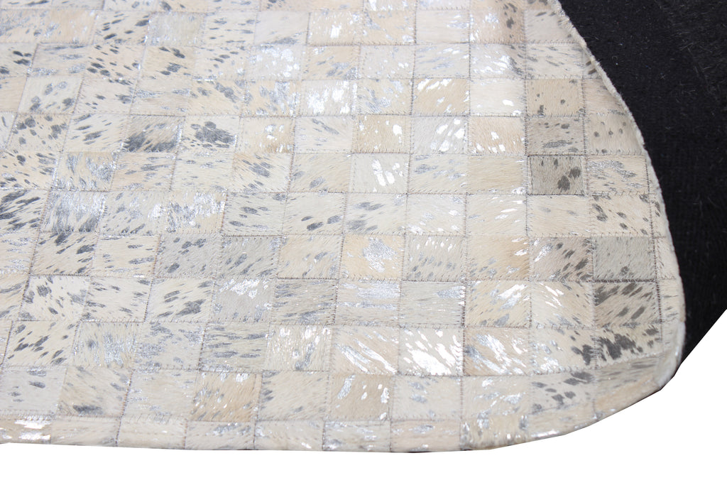 Handmade Natural Cowhide Leather Patchwork Tile Area Rug