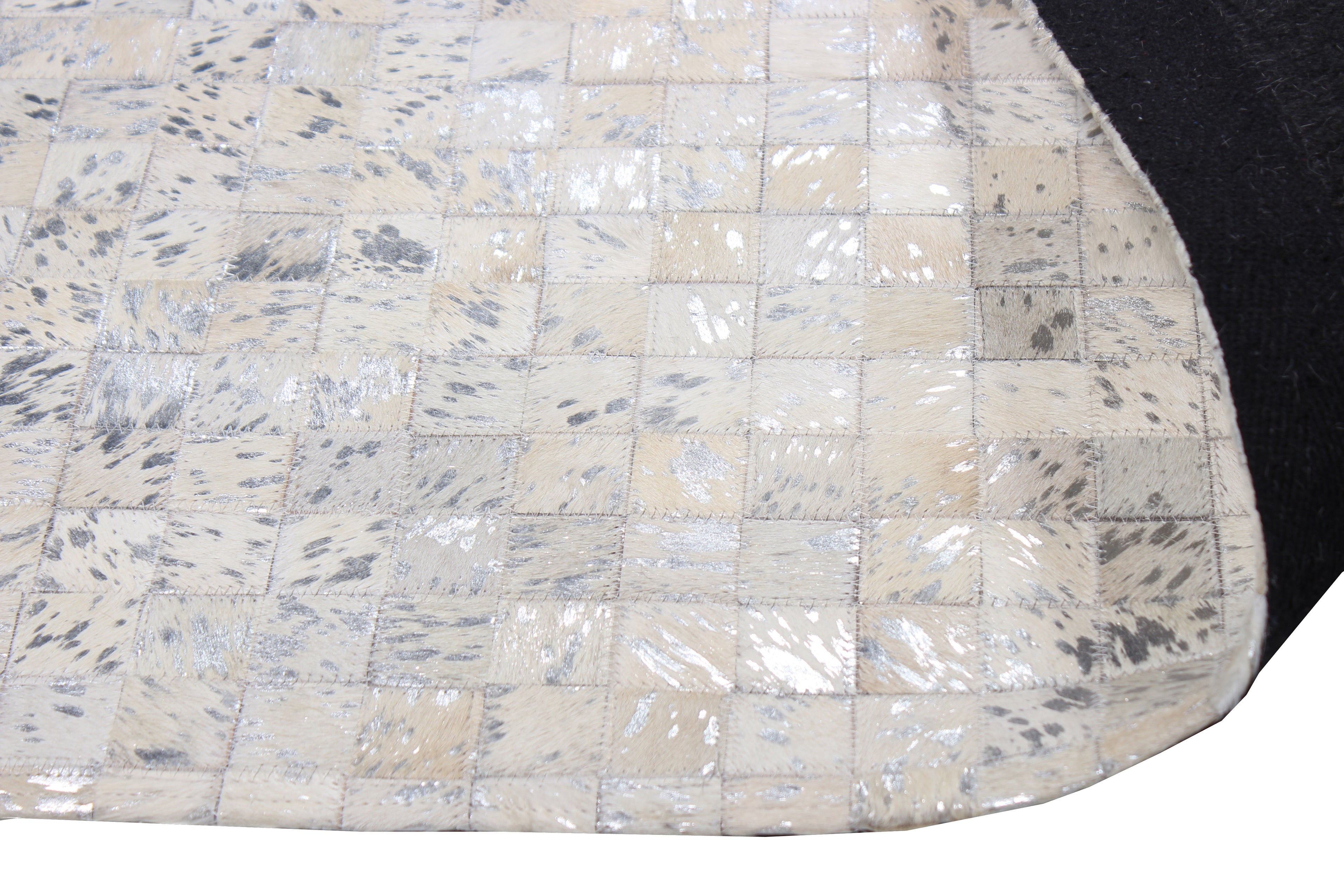 Handmade Natural Cowhide Leather Patchwork Tile Area Rug