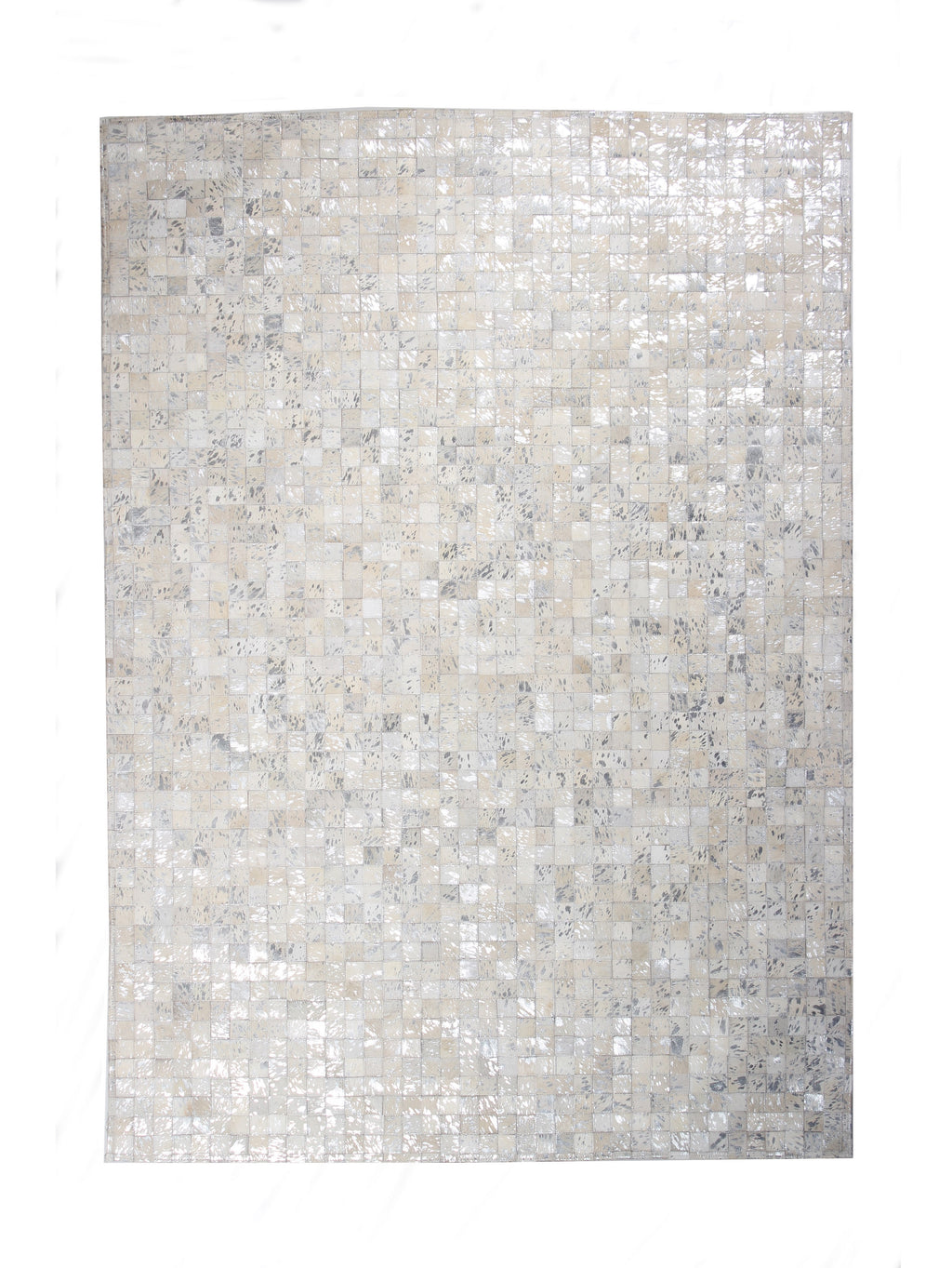 Handmade Natural Cowhide Leather Patchwork Tile Area Rug