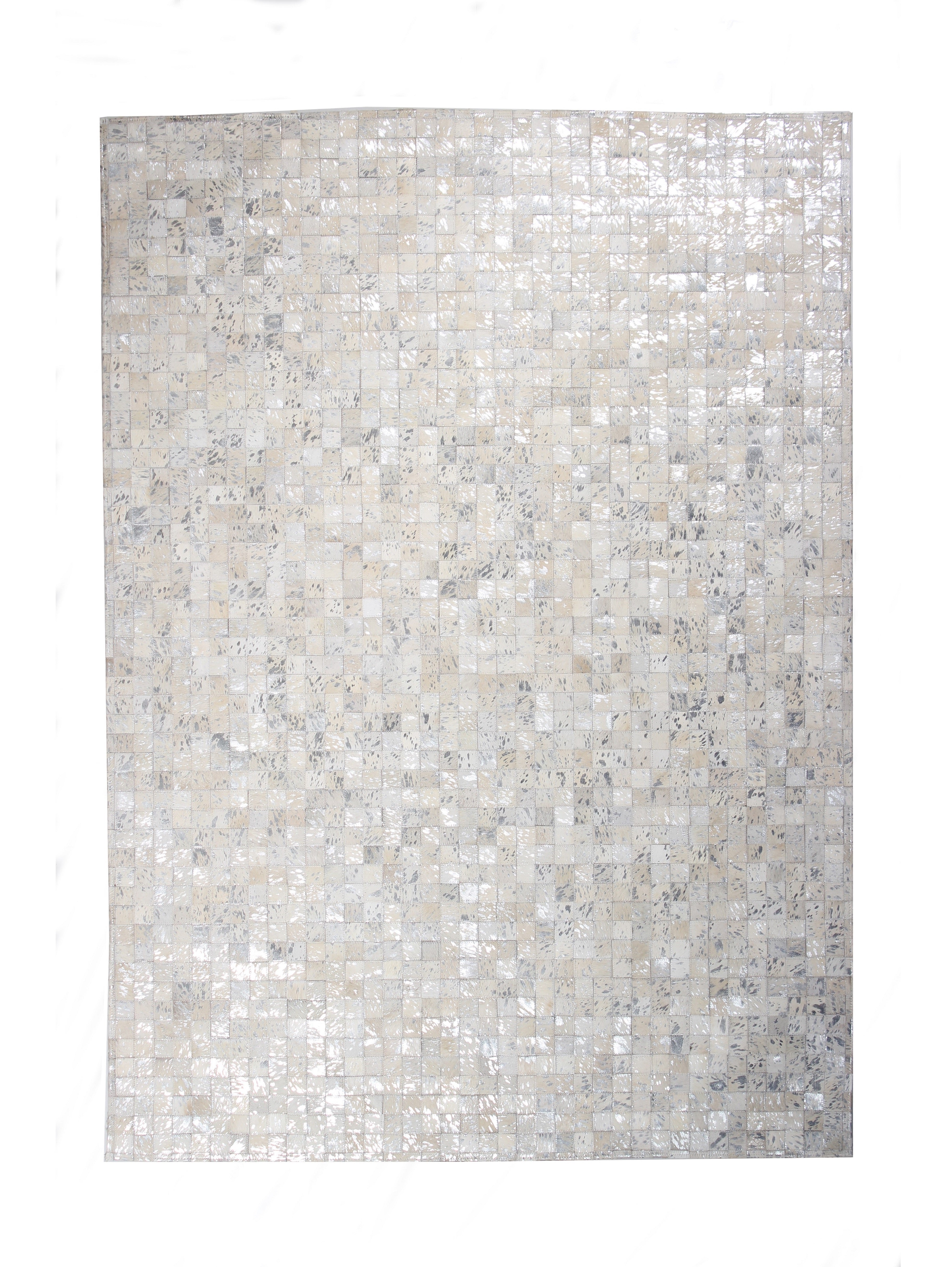 Handmade Natural Cowhide Leather Patchwork Tile Area Rug