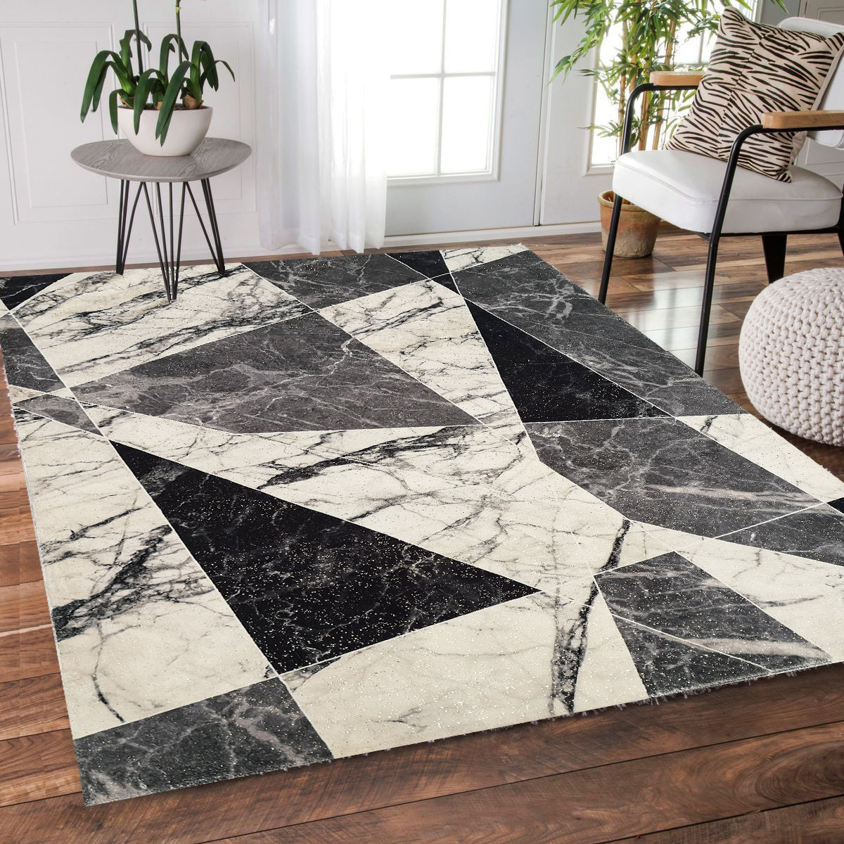 Ultra-soft Cozy Abstract Shimmery Foil Illuminating Area Rug/Carpet