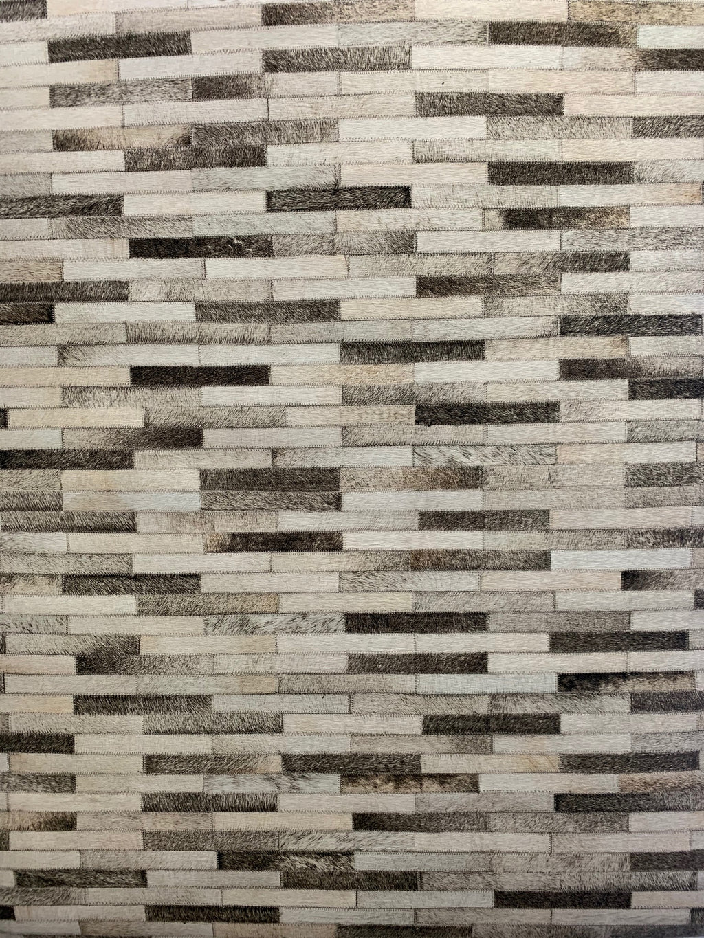 Vegan Patchwork Beige Brick Print Faux Hide/Cowhide Area Rug/Carpet