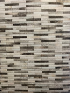 Vegan Patchwork Beige Brick Print Faux Hide/Cowhide Area Rug/Carpet
