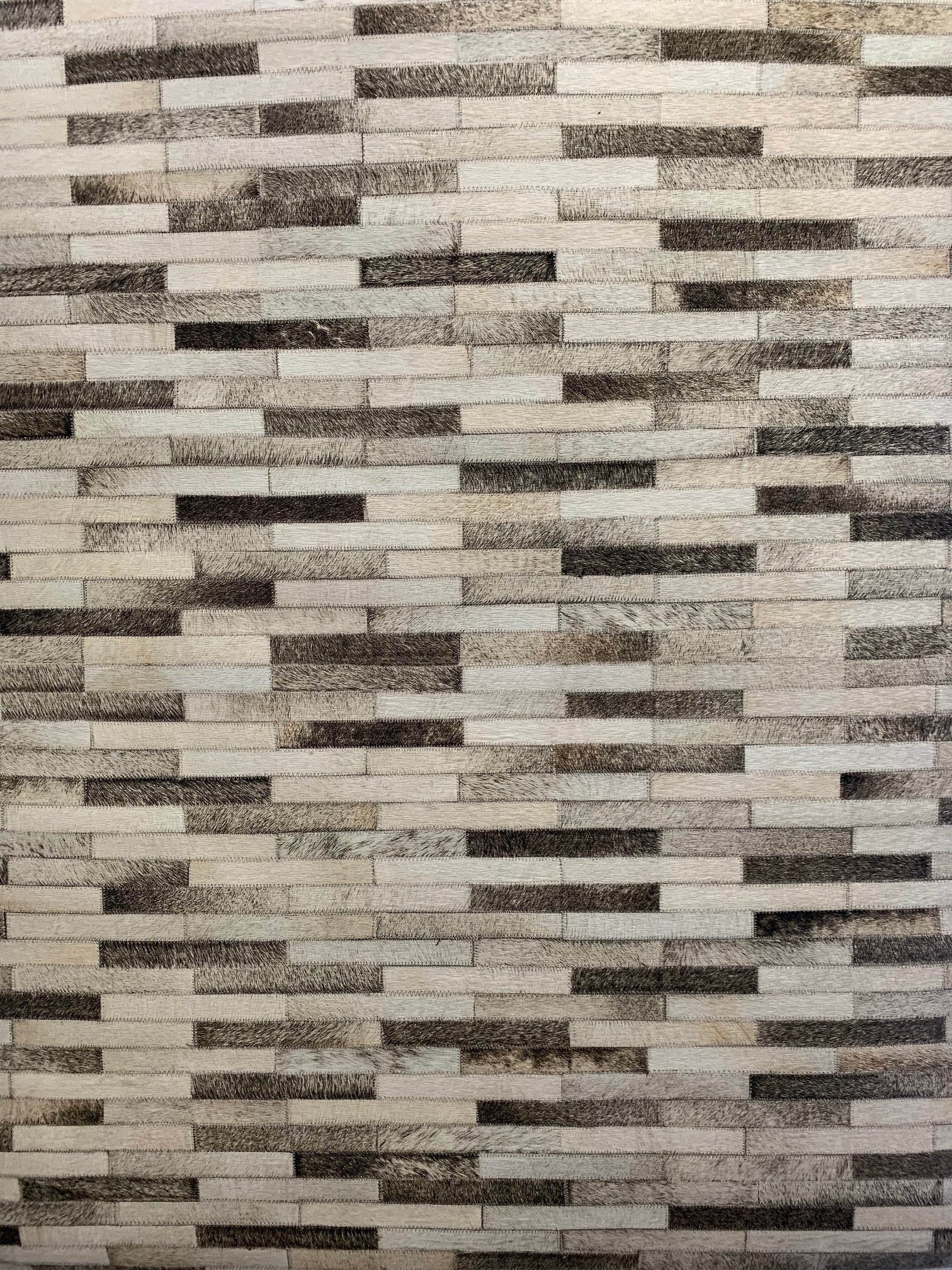 Vegan Patchwork Beige Brick Print Faux Hide/Cowhide Area Rug/Carpet