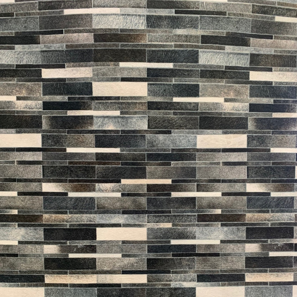 Vegan Patchwork Gray Black Brick Faux Hide/Cowhide Area Rug/Carpet