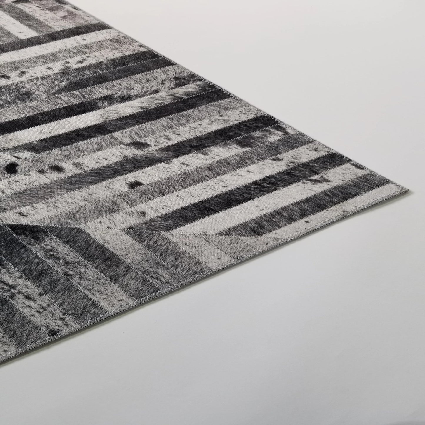 Geometric Vegan Hide Patchwork Vertical Lines Design Print Area Rug/Carpet