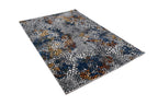 Abstract Spotted Rug – Black with Silver, Charcoal, Red-Brown, Mustard, Green, and Deep Blue Highlights.