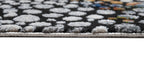 Abstract Spotted Rug – Black with Silver, Charcoal, Red-Brown, Mustard, Green, and Deep Blue Highlights.