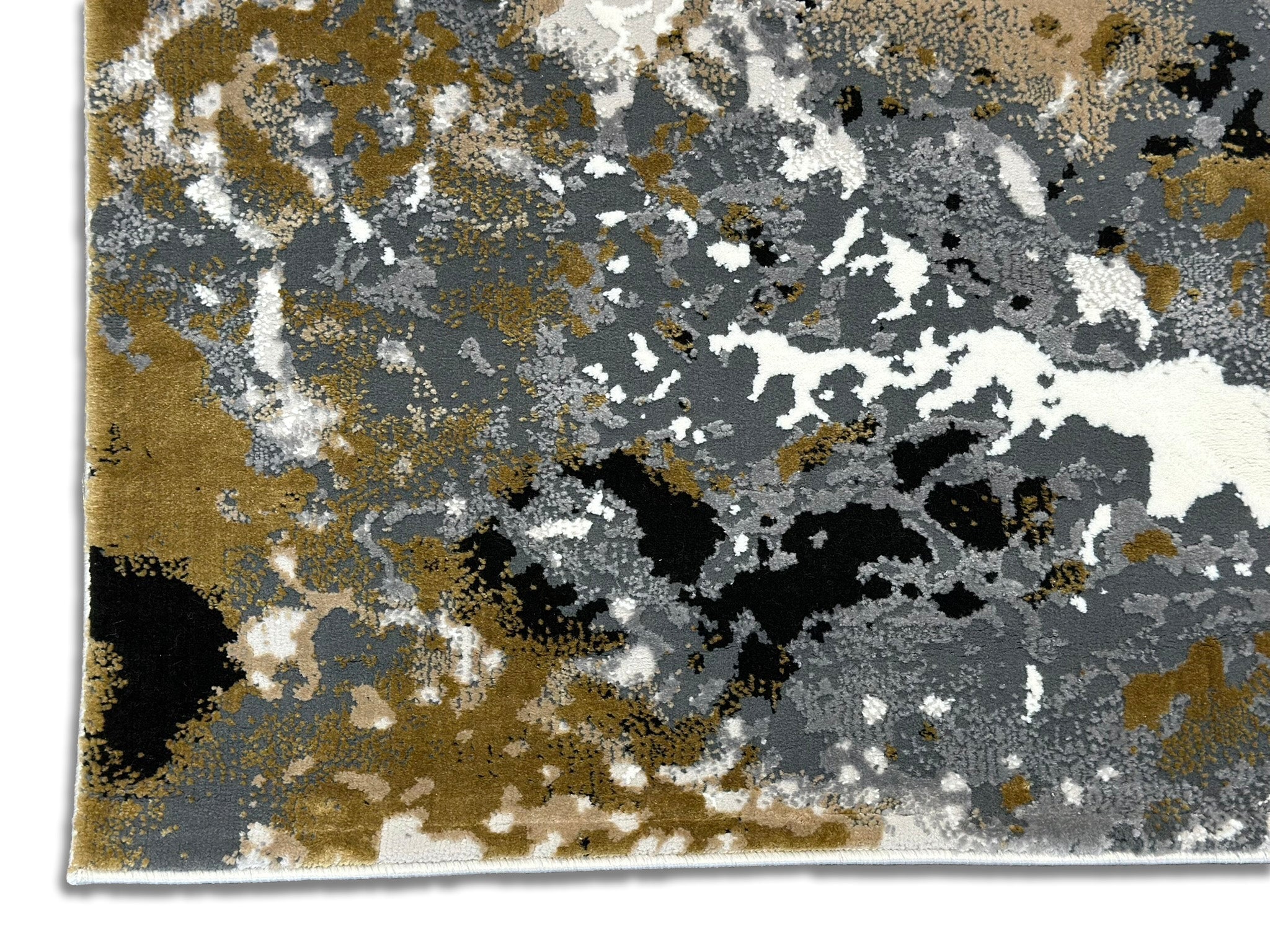 Abstract Grey Marble Rug Featuring Tan, Beige, Cream White & Black Notes – Soft Touch.