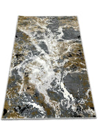 Abstract Grey Marble Rug Featuring Tan, Beige, Cream White & Black Notes – Soft Touch.