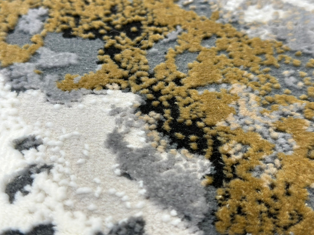 Abstract Grey Marble Rug Featuring Tan, Beige, Cream White & Black Notes – Soft Touch.