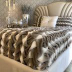 Soft Braided Look Cozy Faux Fur Toned Mocha Silver Bed Cover/ Coverlet/ Bedspread/ Blanket/ Comforter/ King Cal Size - Queen Size