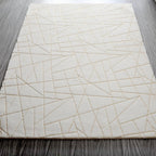 Golden White Lines Shimmery Soft Cozy Fuzzy Faux Fur Area Rug/Carpet