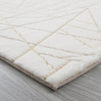 Golden White Lines Shimmery Soft Cozy Fuzzy Faux Fur Area Rug/Carpet