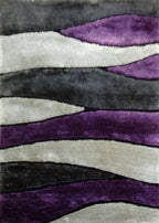 Living Shag Waves Soft Plush Design 3D Effect Area Rug/ Carpet purple