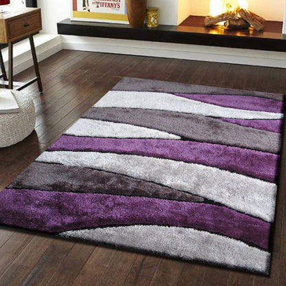 Living Shag Waves Soft Plush Design 3D Effect Area Rug/ Carpet purple