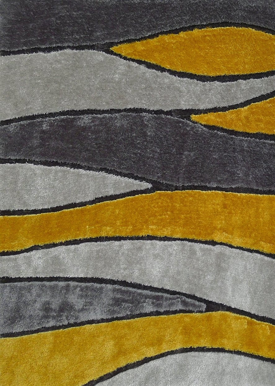 Living Shag Waves Soft Plush Design 3D Effect Area Rug/ Carpet Yellow