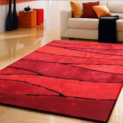 Living Shag Waves Soft Plush Design 3D Effect Area Rug/ Carpet Red