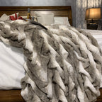 Soft Braided Look Cozy Faux Fur Toned Mocha Silver Bed Cover/ Coverlet/ Bedspread/ Blanket/ Comforter/ King Cal Size - Queen Size