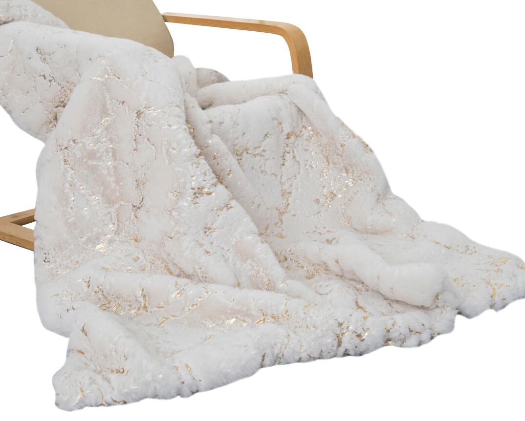 Golden Faux Fur Shine Cozy Shimmery Soft Fuzzy  Blanket/ Coverlet/ Quilt/ Throw/ Bedspread/ Bedcover